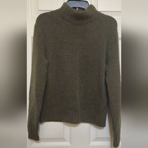 J. Crew Women Forest Green Mockneck Merino Wool Blend Sweater - Size Medium